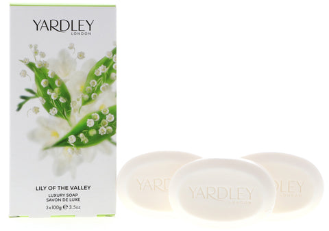 Yardley Lily of the Valley Luxury Soap, 3 x 3.5 oz Pack of 4