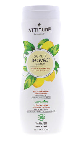 Attitude Super Leaves Regenerating Shower Gel, Lemon Leaves, 16 oz