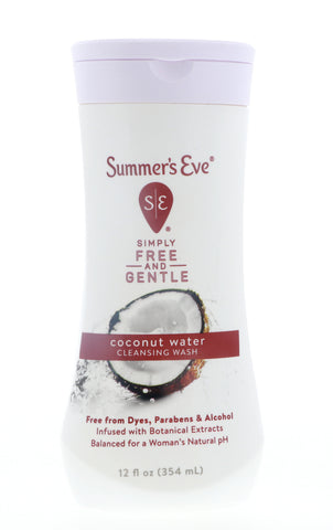 Summer's Eve Simply Free and Gentle Cleansing Wash, Coconut Water, 12 oz