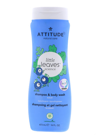 Attitude Little Leaves Shampoo & Body Wash, Blueberry, 16 oz