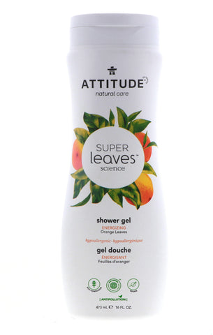 Attitude Super Leaves Energizing Shower Gel, Orange Leaves, 16 oz