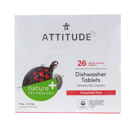 Attitude Dishwasher Tablets 26 Water-Soluble Tablets, Phosphate Free, 14.7 oz 2 Pack