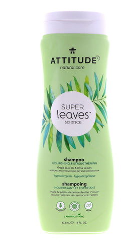 Attitude Super Leaves Nourishing & Strengthening Shampoo, Grape Seed Oil & Olive Leaves, 16 oz
