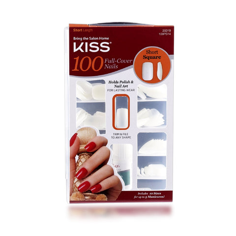 Kiss 100 Full Cover Nails Short Square (Short Length)