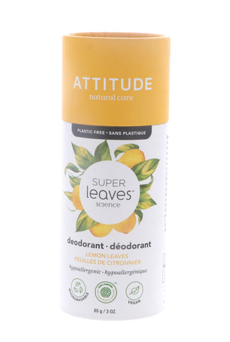 Attitude Super Leaves Deodorant, Lemon Leaves, 3 oz