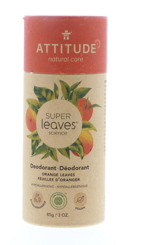 Attitude Super Leaves Deodorant, Orange Leaves, 3 oz