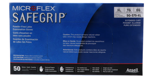 Microflex Safegrip Powder-Free Latex Examination Glove, XL, Blue (50pcs)
