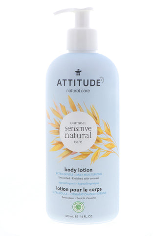 Attitude Oatmeal Sensitive Natural Body Lotion, Unscented, 16 oz