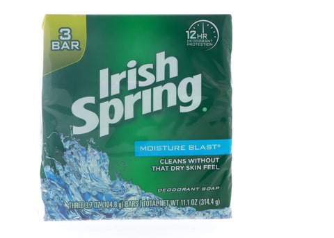Irish Spring Moisture Blast Bar Soap, 3 Bar, 3.7 oz Each
