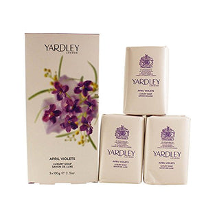 Yardley April Violets Luxury Soap, 3 x 3.5 oz