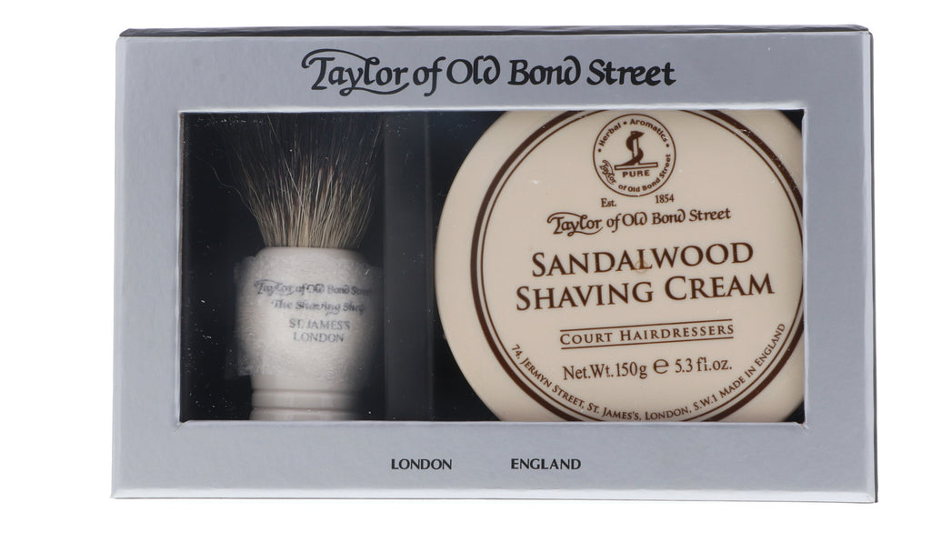 Taylor of Old Bond Street Pure Badger & Sandalwood Shaving Cream Gift Box, 5.29 oz